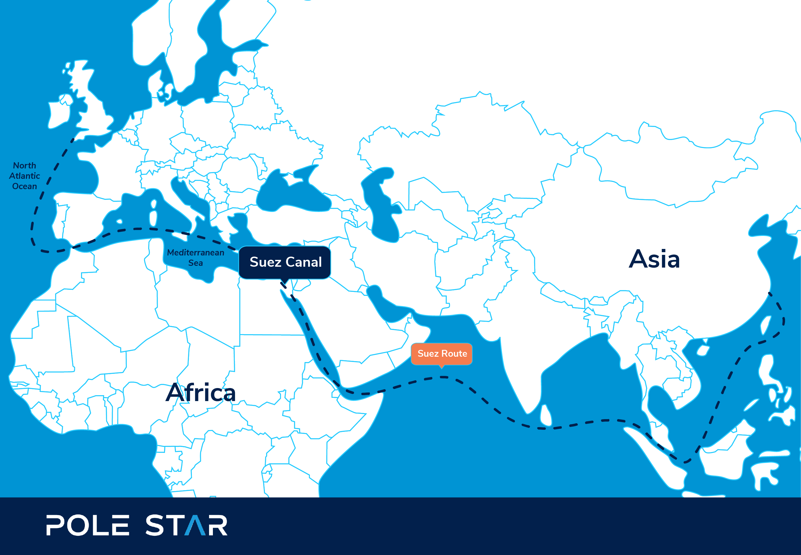 Suez Canal map - Offers a Direct Route Between the North Atlantic and Northern Indian Oceans