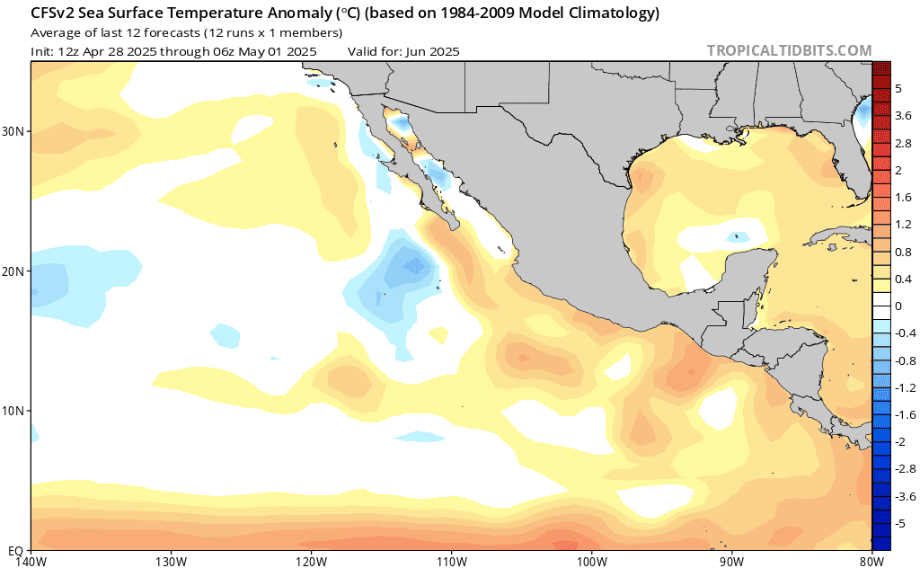 Forecast Sea Surface Temperature Anomaly for June 2025.
