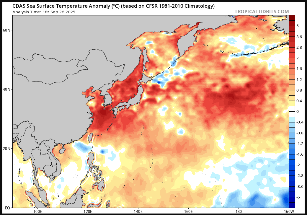 September 2025 West Pacific Sea Surface Temperature Anomaly