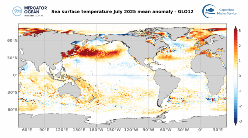 July 2025 Global Sea Surface Temperature Anomalies